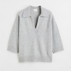 H&M Collared Sweater | Light Grey | Size M